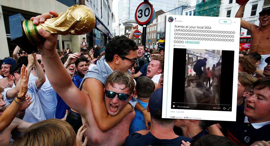 VMFeber: Engelska fansen med galet firande - inne på Ikea