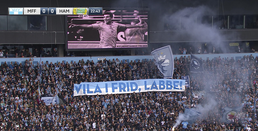 Malmö FF: TV: Matchen blev avblåst - se när Harbuzi hedrades på Stadion