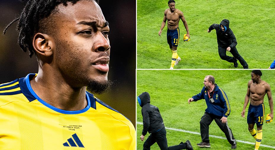 Sverige Fotboll: Åskådare rusade mot Elanga - tog sig snabbt in i omklädningsrummet